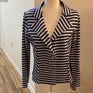 Navy and White Striped Women's Blazer